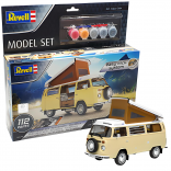 KIT PARA MONTAR REVELL MODEL SET EASY-CLICK KOMBI VW T2 CAMPER 1/24 112 PEÇAS COMPLETO COM TINTAS E PINCEL REV 67676